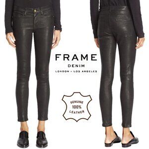 FRAME Lambskin Leather Jeans Very Goth Le Skinny de Jeanne Black Size 24